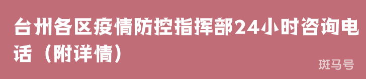 台州各区疫情防控指挥部24小时咨询电话（附详情）
