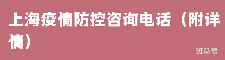 上海疫情防控咨询电话（附详情）