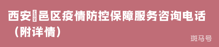西安鄠邑区疫情防控保障服务咨询电话（附详情）