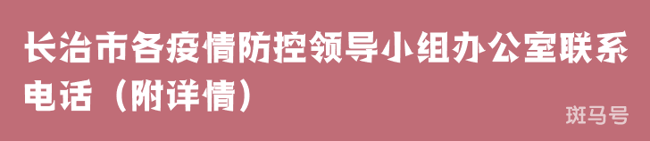 长治市各疫情防控领导小组办公室联系电话（附详情）