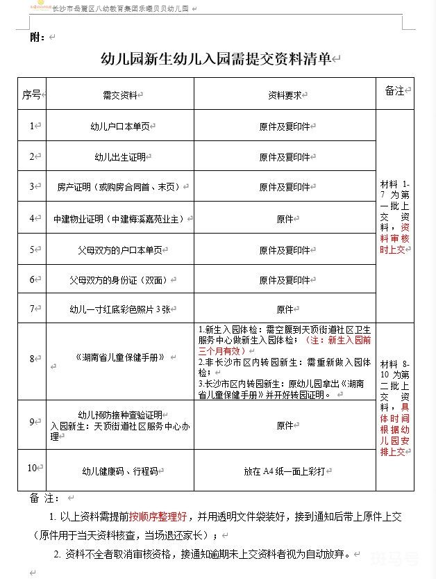 2022秋季长沙岳麓区八幼教育集团乐曦贝贝幼儿园招生摸底公告（附详情）(图2)