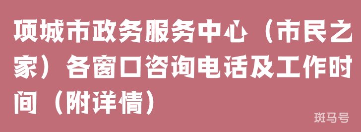 项城市政务服务中心（市民之家）各窗口咨询电话及工作时间（附详情）(图1)