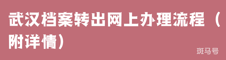 武汉档案转出网上办理流程（附详情）