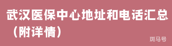 武汉医保中心地址和电话汇总（附详情）