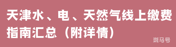 天津水、电、天然气线上缴费指南汇总（附详情）