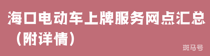 海口电动车上牌服务网点汇总（附详情）