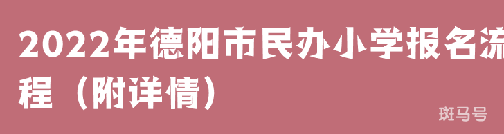 2022年德阳市民办小学报名流程（附详情）