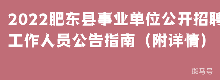 2022肥东县事业单位公开招聘工作人员公告指南（附详情）(图1)