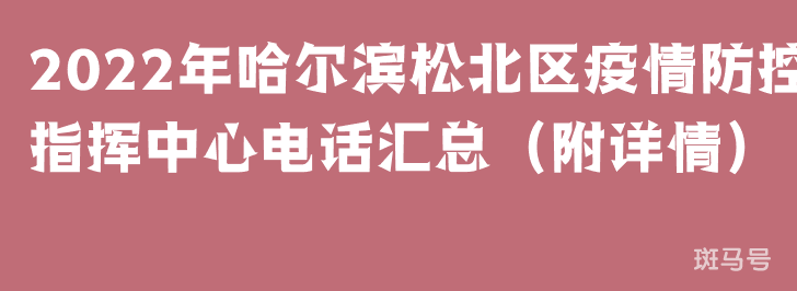 2022年哈尔滨松北区疫情防控指挥中心电话汇总（附详情）