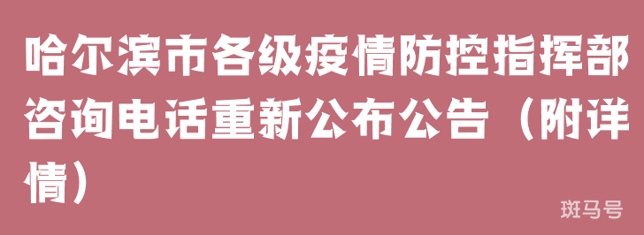 哈尔滨市各级疫情防控指挥部咨询电话重新公布公告（附详情）