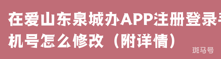 在爱山东泉城办APP注册登录手机号怎么修改（附详情）