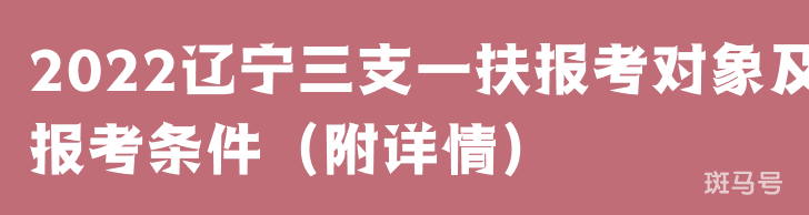 2022辽宁三支一扶报考对象及报考条件（附详情）