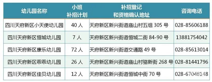 2022年四川天府新区第二批次幼儿园小班补招公告（附详情）(图5)