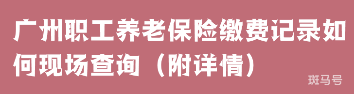 广州职工养老保险缴费记录如何现场查询（附详情）