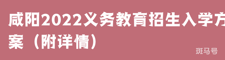 咸阳2022义务教育招生入学方案（附详情）