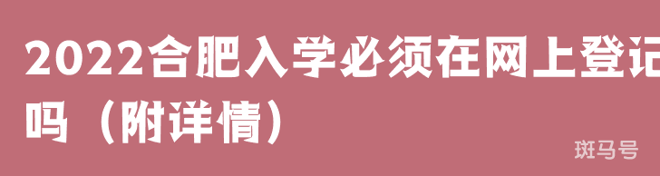 2022合肥入学必须在网上登记吗（附详情）