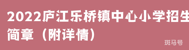 2022庐江乐桥镇中心小学招生简章（附详情）
