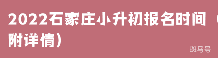 2022石家庄小升初报名时间（附详情）