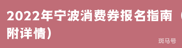 2022年宁波消费券报名指南（附详情）