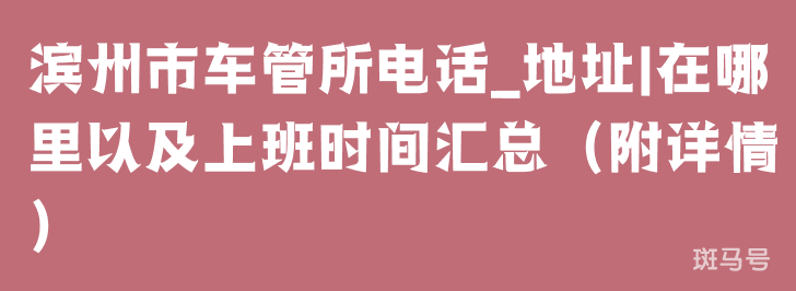 滨州市车管所电话_地址|在哪里以及上班时间汇总(附详情) 滨州市车管所电话_地址|在哪里以及上班时间汇总(附详情)