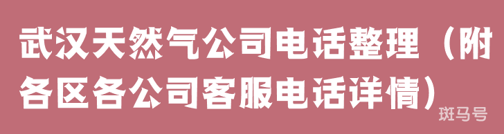 武汉天然气公司电话整理（附各区各公司客服