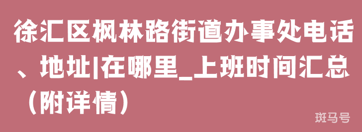 徐汇区枫林路街道办事处电话、地址|在哪里_上班时间汇总（附详情）