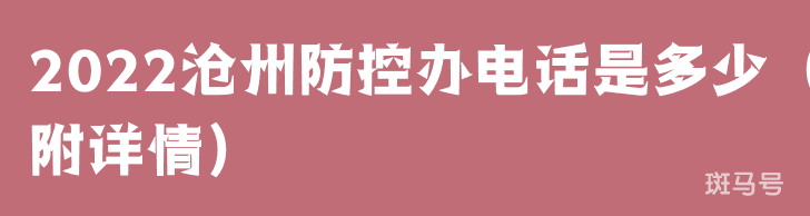 2022沧州防控办电话是多少（附详情）
