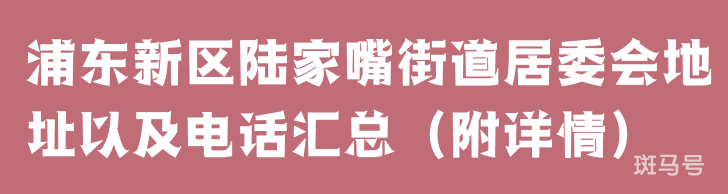 浦东新区陆家嘴街道居委会地址以及电话汇总（附详情）