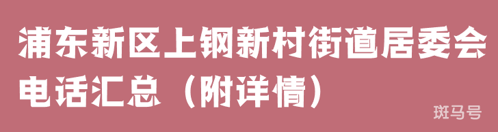浦东新区上钢新村街道居委会电话汇总（附详情）