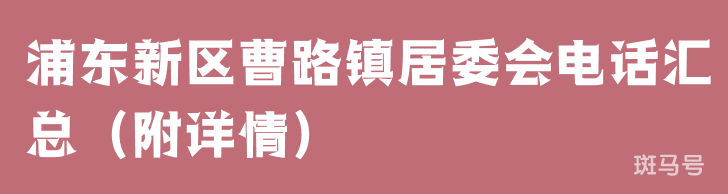 浦东新区曹路镇居委会电话汇总（附详情）