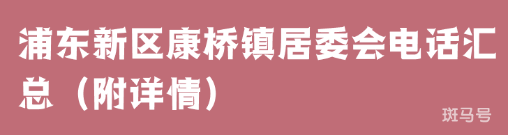 浦东新区康桥镇居委会电话汇总（附详情）