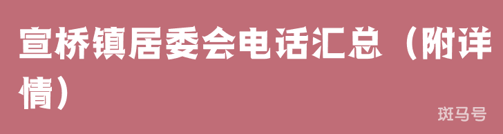 宣桥镇居委会电话汇总（附详情）