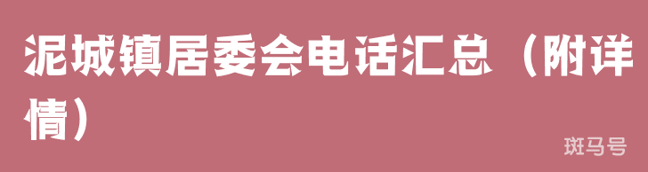 泥城镇居委会电话汇总（附详情）