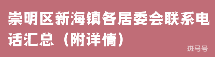 崇明区新海镇各居委会联系电话汇总（附详情）