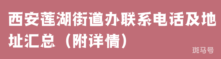 西安莲湖街道办联系电话及地址汇总（附详情）