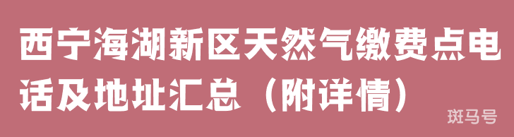 西宁海湖新区天然气缴费点电话及地址汇总（附详情）