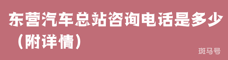 东营汽车总站咨询电话是多少（附详情）