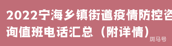 2022宁海乡镇街道疫情防控咨询值班电话汇总（附详情）