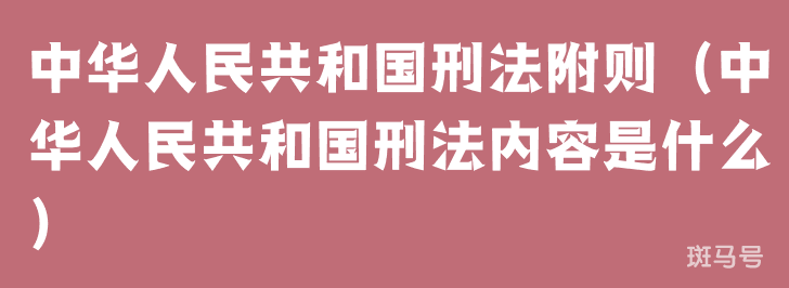 中华人民共和国刑法附则（中华人民共和国刑法内容是什么）