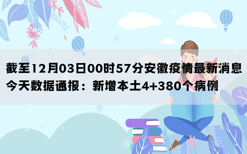 截至12月03日00时57分安徽疫情最新消息今天数据通报：新增本土4+380个病例