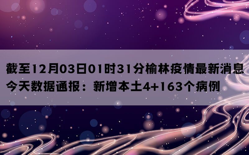 截至12月03日01时31分榆林疫情最新消息今天数据通报：新增本土4+163个病例