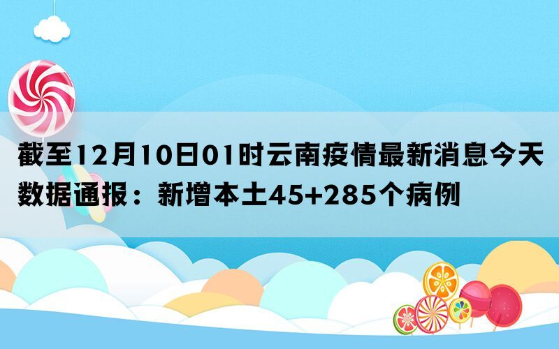 截至12月10日01时云南疫情最新消息今天数据通报：新增本土45+285个病例