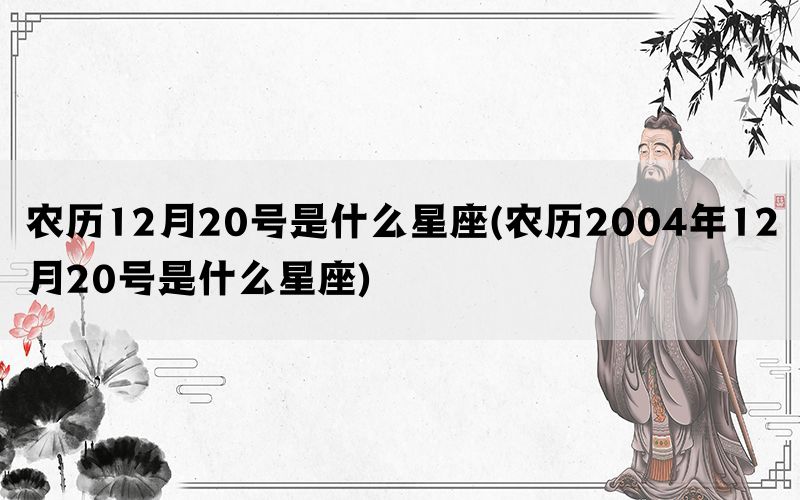 农历12月20号是什么星座(农历2004年12月20号是什么星座)