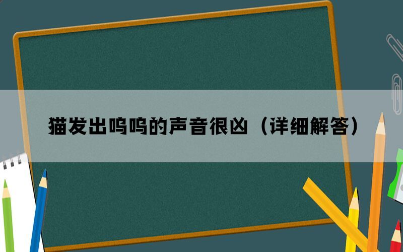 猫发出呜呜的声音很凶（详细解答）