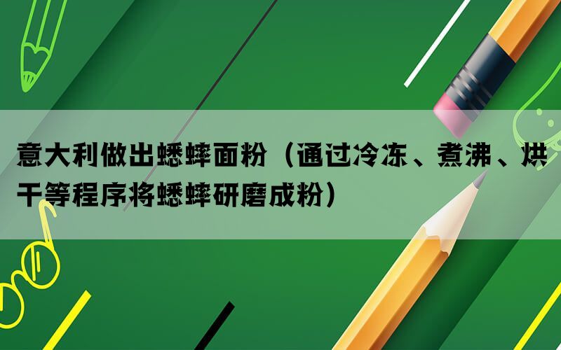 意大利做出蟋蟀面粉（通过冷冻、煮沸、烘干等程序将蟋蟀研磨成粉）(图1)