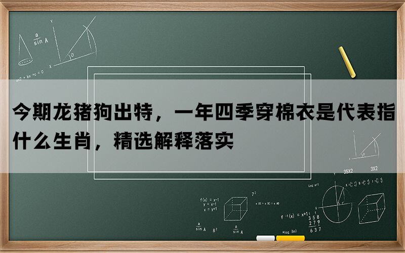 今期龙猪狗出特，一年四季穿棉衣是代表指什么生肖，精选解释落实(图1)